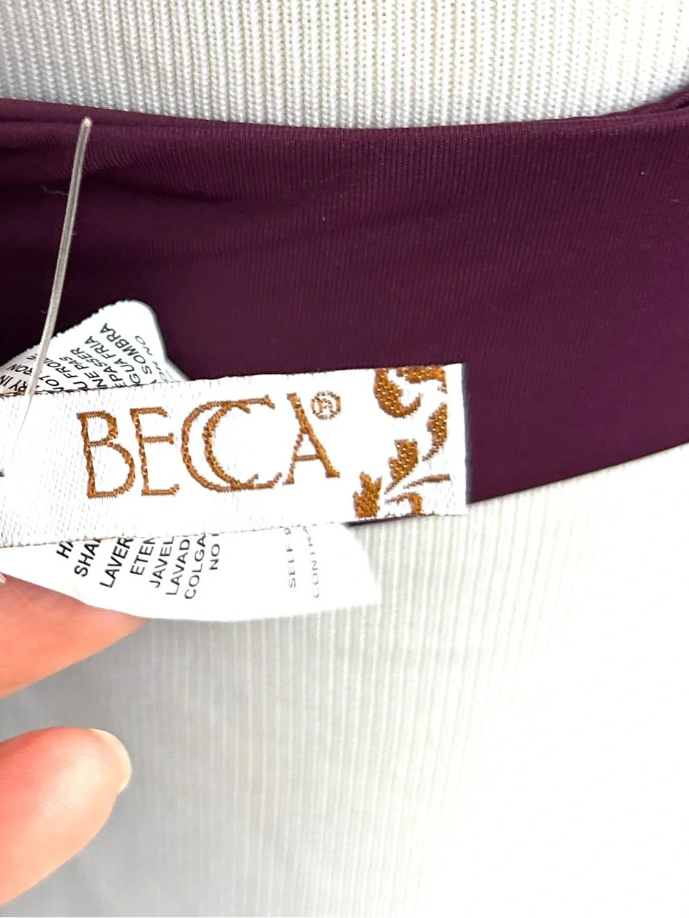 BECCA Muse Mesh-Overlay Multi-Way Bralette Bikini Top Aubergine Deep Purple NWOT - Picture 11 of 12